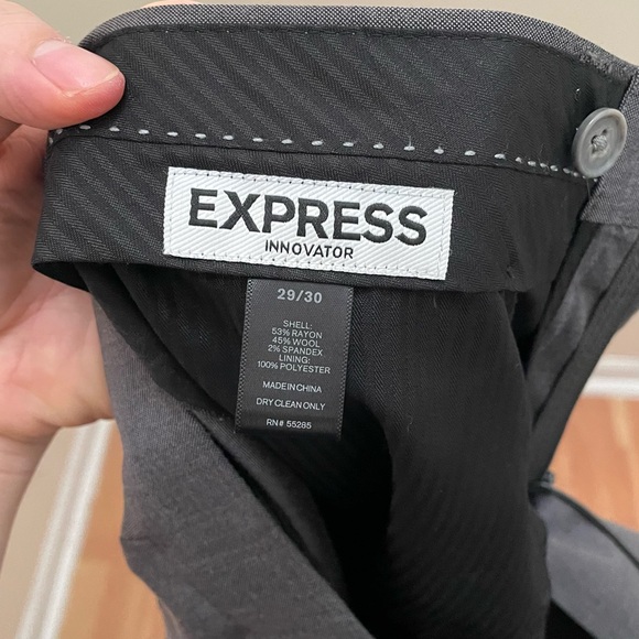 Express Gray Wool Skinny Fit Innovator Full Suit With Shirt & Tie Size 36R Small - Picture 16 of 16